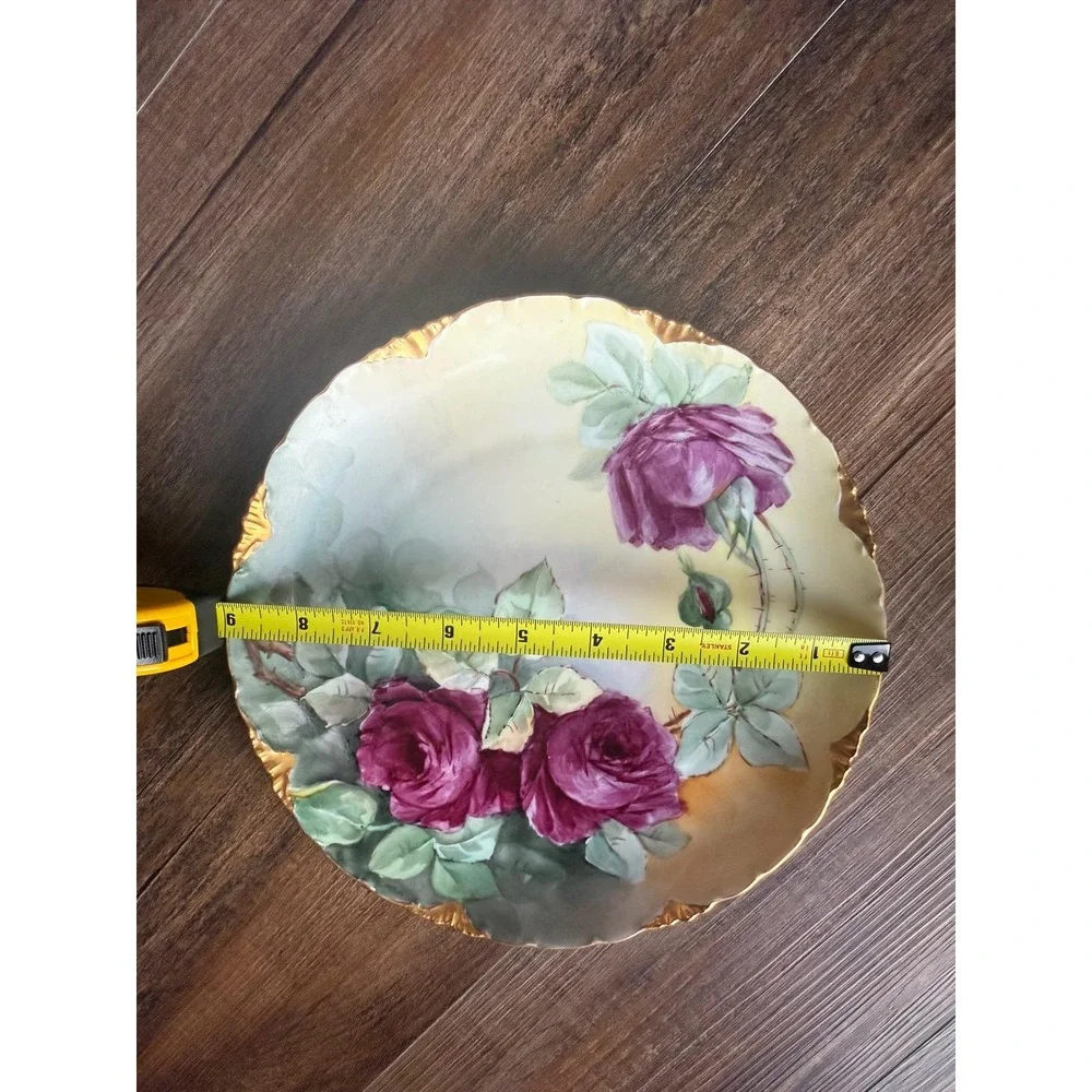 RC Versailles Bavaria Hand Painted Rose‎ Cabinet Plate Gold Scalloped Rim